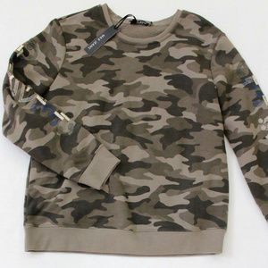 Max Jeans Embroidered Beads Camo Pullover Sweater Size S